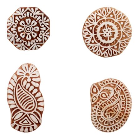 Set of 4 Piece New Mix Wooden Printing Block